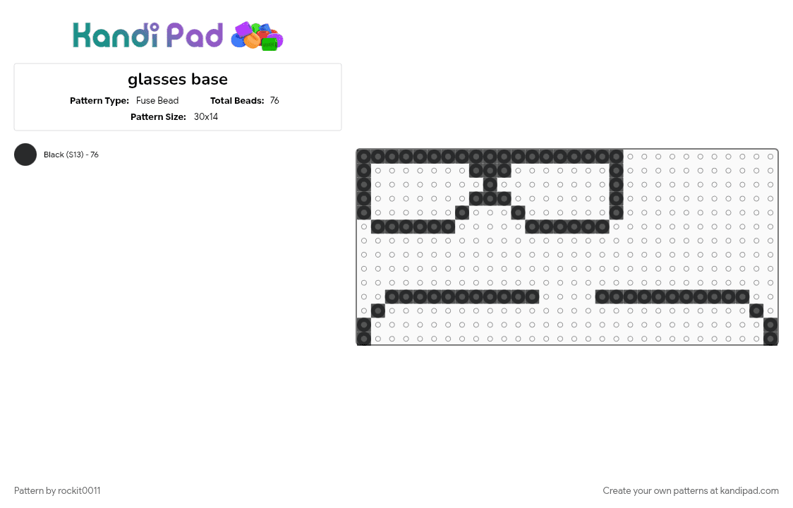 glasses base - Fuse Bead Pattern by rockit0011 on Kandi Pad - black