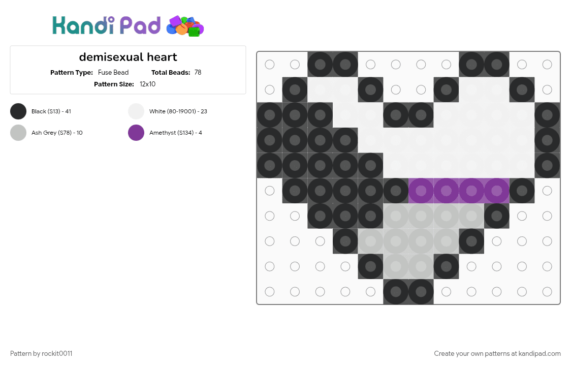 demisexual heart - Fuse Bead Pattern by rockit0011 on Kandi Pad - beige, pink, white