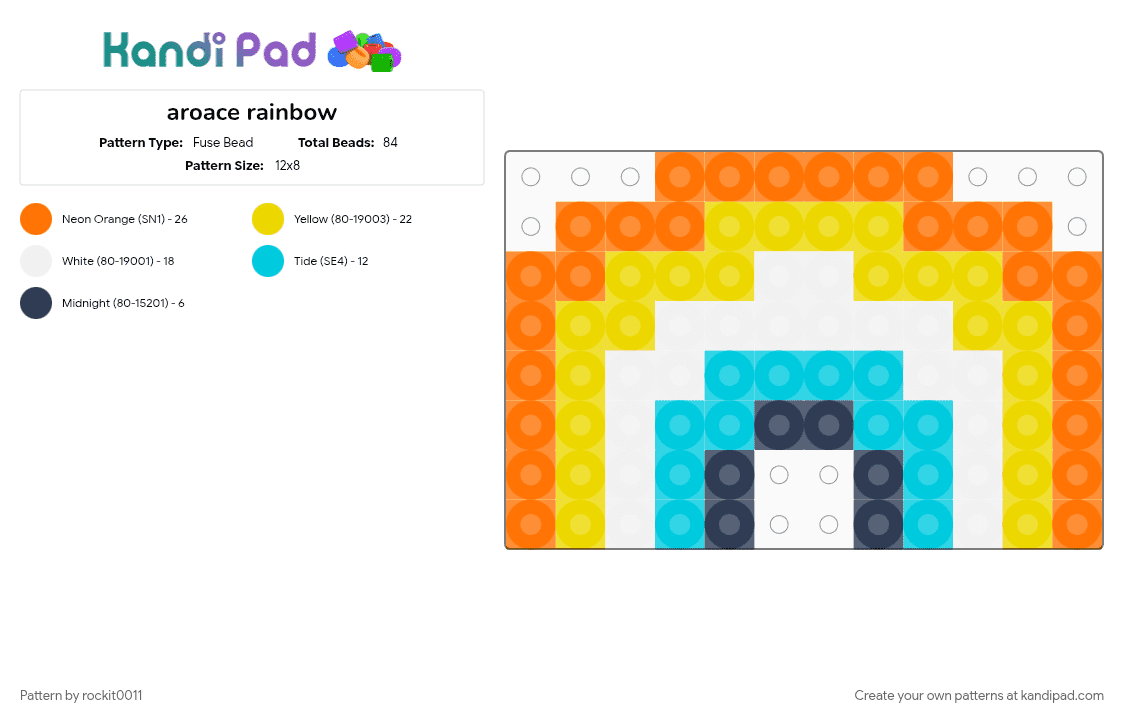 aroace rainbow - Fuse Bead Pattern by rockit0011 on Kandi Pad - orange, yellow