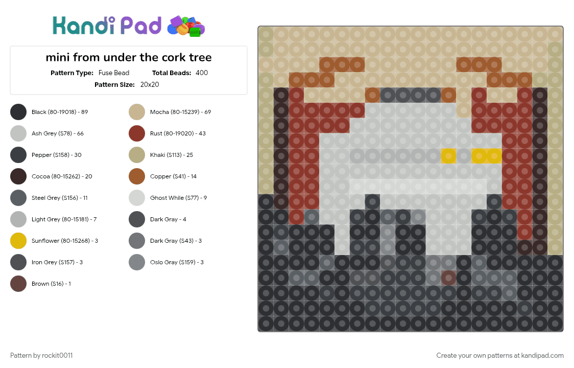 mini from under the cork tree - Fuse Bead Pattern by rockit0011 on Kandi Pad - beige, red