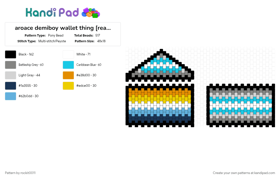 aroace demiboy wallet thing [read desc] - Pony Bead Pattern by rockit0011 on Kandi Pad - gray, light blue