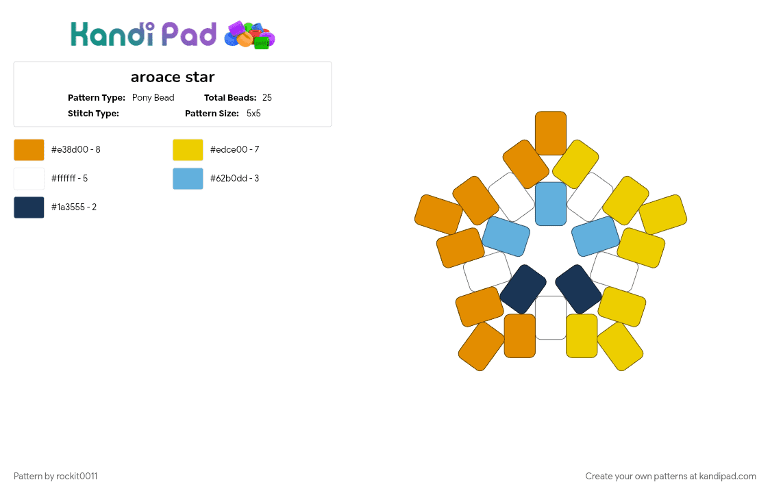aroace star - Pony Bead Pattern by rockit0011 on Kandi Pad - orange, yellow