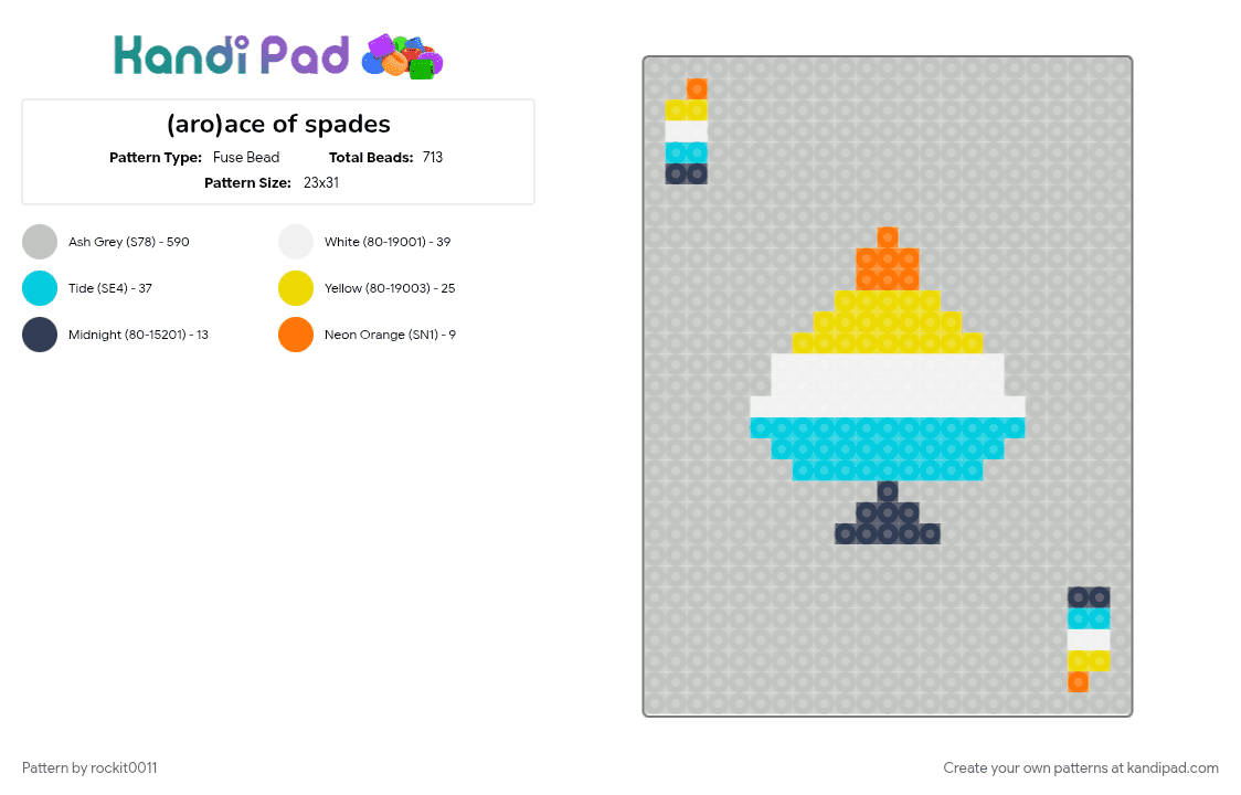 (aro)ace of spades - Fuse Bead Pattern by rockit0011 on Kandi Pad - beige