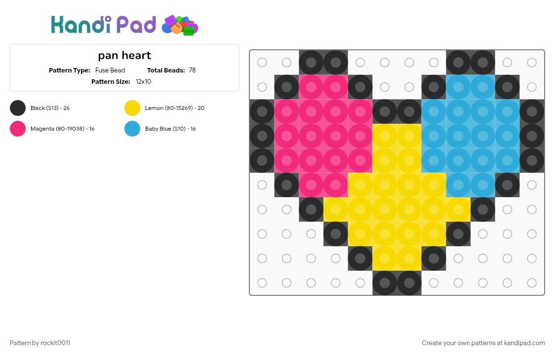 pan heart - Fuse Bead Pattern by rockit0011 on Kandi Pad - yellow