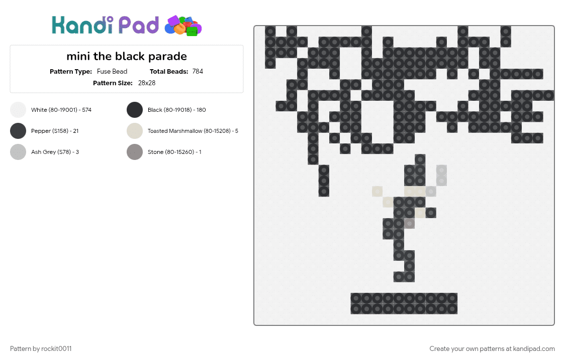 mini the black parade - Fuse Bead Pattern by rockit0011 on Kandi Pad - 