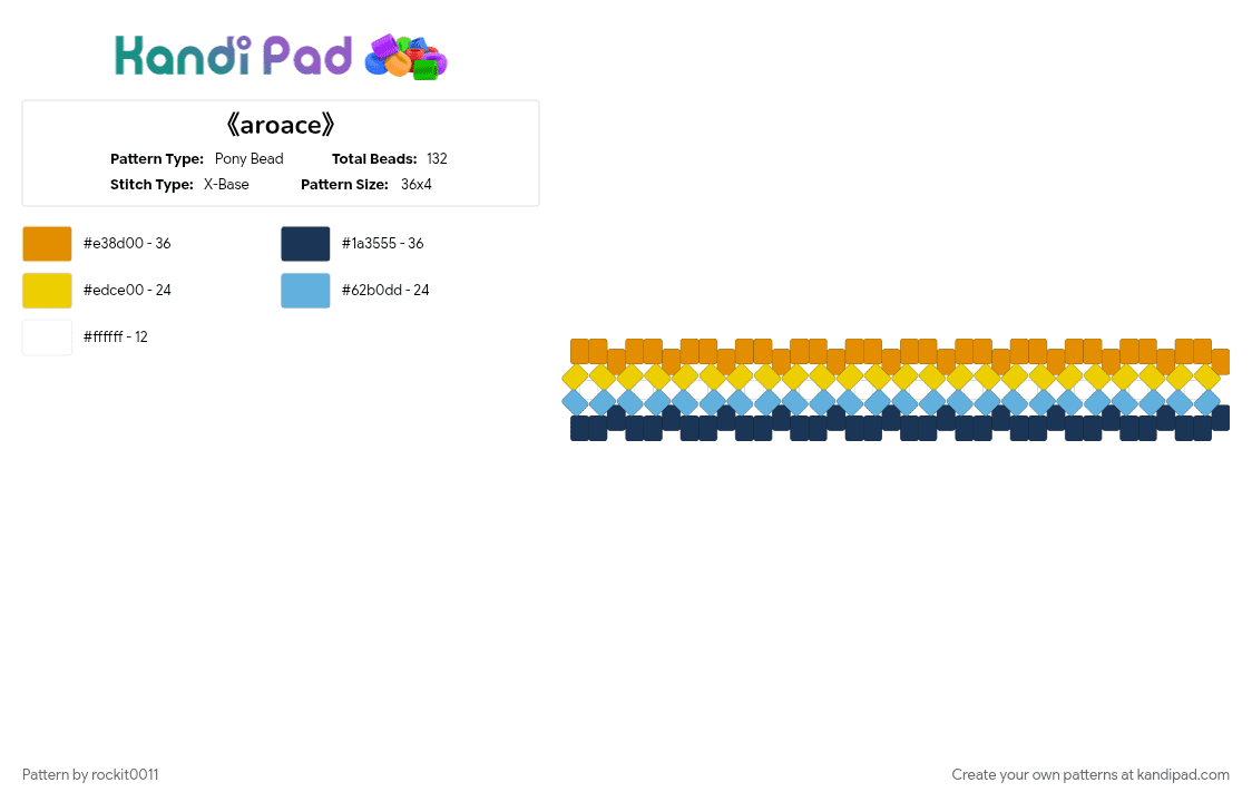 《aroace》 - Pony Bead Pattern by rockit0011 on Kandi Pad - blue, orange