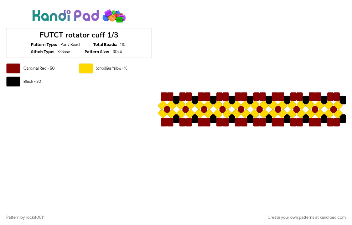 FUTCT rotator cuff 1/3 - Pony Bead Pattern by rockit0011 on Kandi Pad - red, yellow