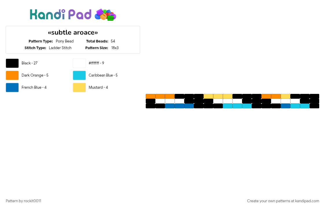 «subtle aroace» - Pony Bead Pattern by rockit0011 on Kandi Pad - black, light blue, orange