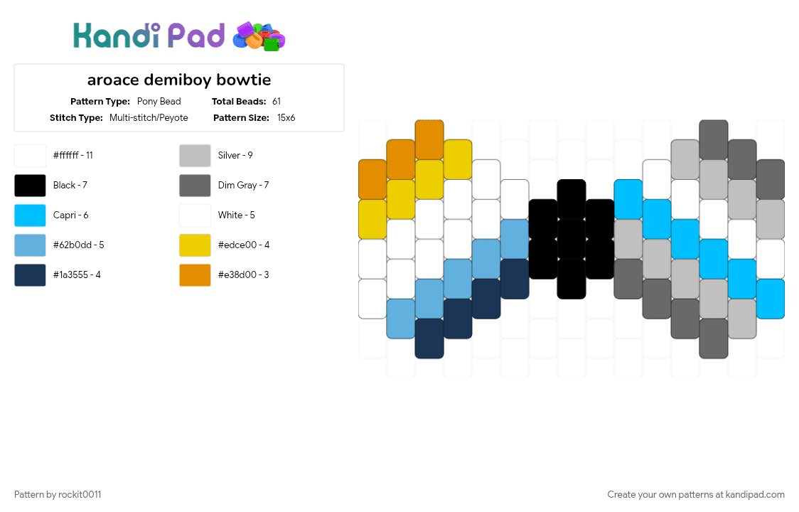 aroace demiboy bowtie - Pony Bead Pattern by rockit0011 on Kandi Pad - beige, gray, light blue