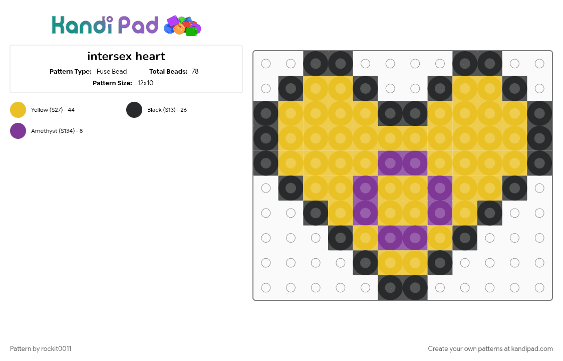 intersex heart - Fuse Bead Pattern by rockit0011 on Kandi Pad - yellow