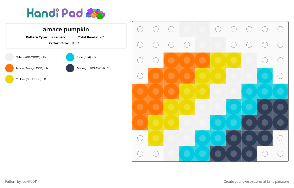 aroace pumpkin - Fuse Bead Pattern by rockit0011 on Kandi Pad - light blue, orange, purple, yellow