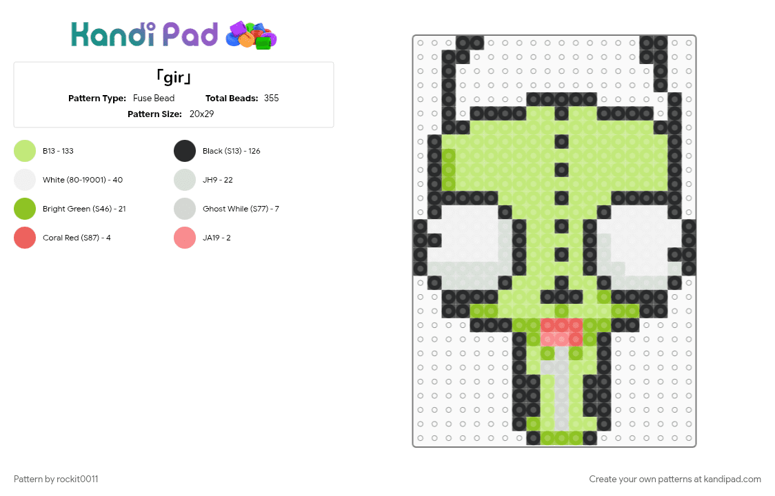 「gir」 - Fuse Bead Pattern by rockit0011 on Kandi Pad - yellow