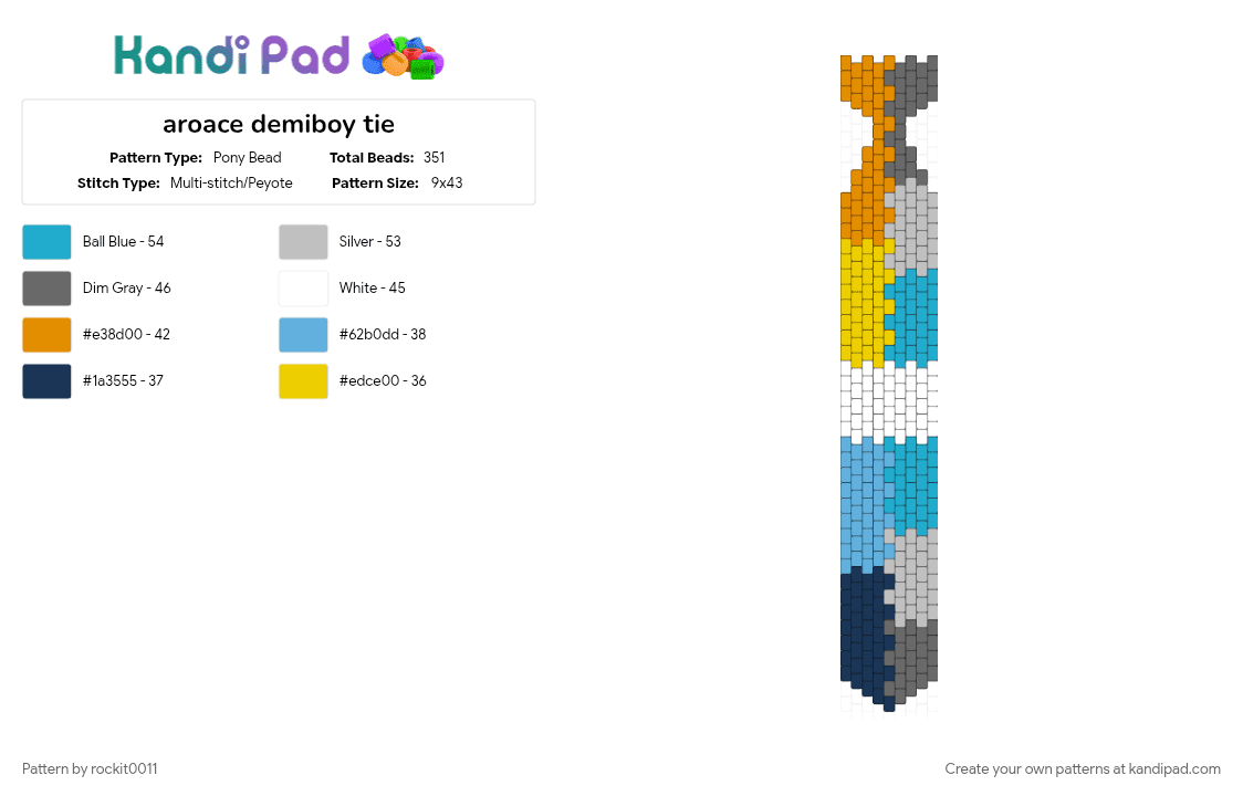 aroace demiboy tie - Pony Bead Pattern by rockit0011 on Kandi Pad - beige, light blue
