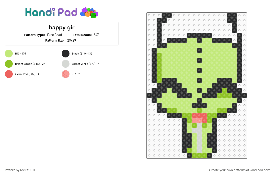 happy gir - Fuse Bead Pattern by rockit0011 on Kandi Pad - yellow