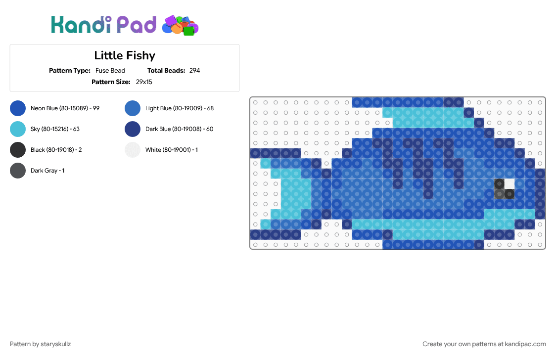 Little Fishy - Fuse Bead Pattern by staryskullz on Kandi Pad - blue