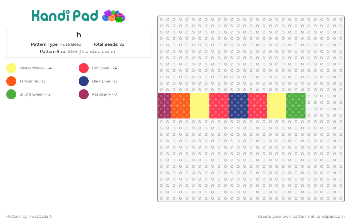 h - Fuse Bead Pattern by mw2023art on Kandi Pad - colorful