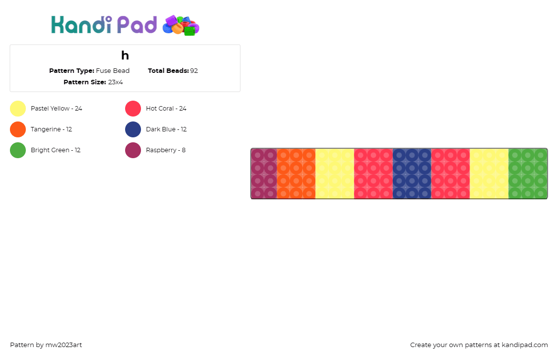 h - Fuse Bead Pattern by mw2023art on Kandi Pad - colorful