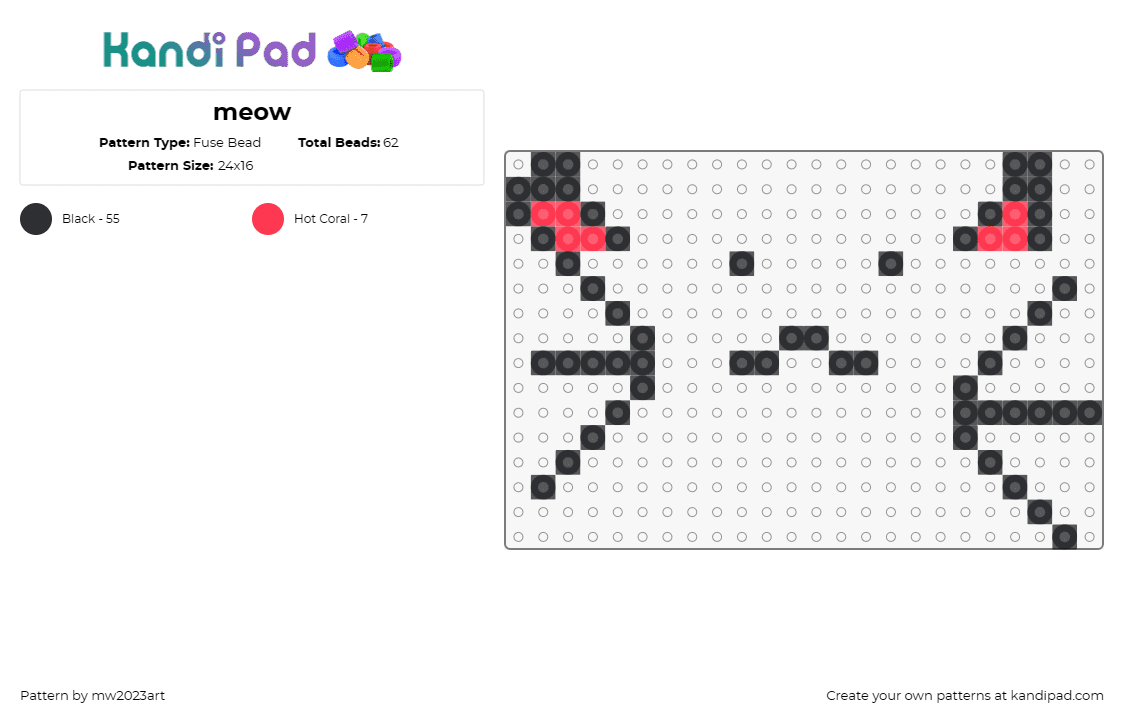 meow - Fuse Bead Pattern by mw2023art on Kandi Pad - 