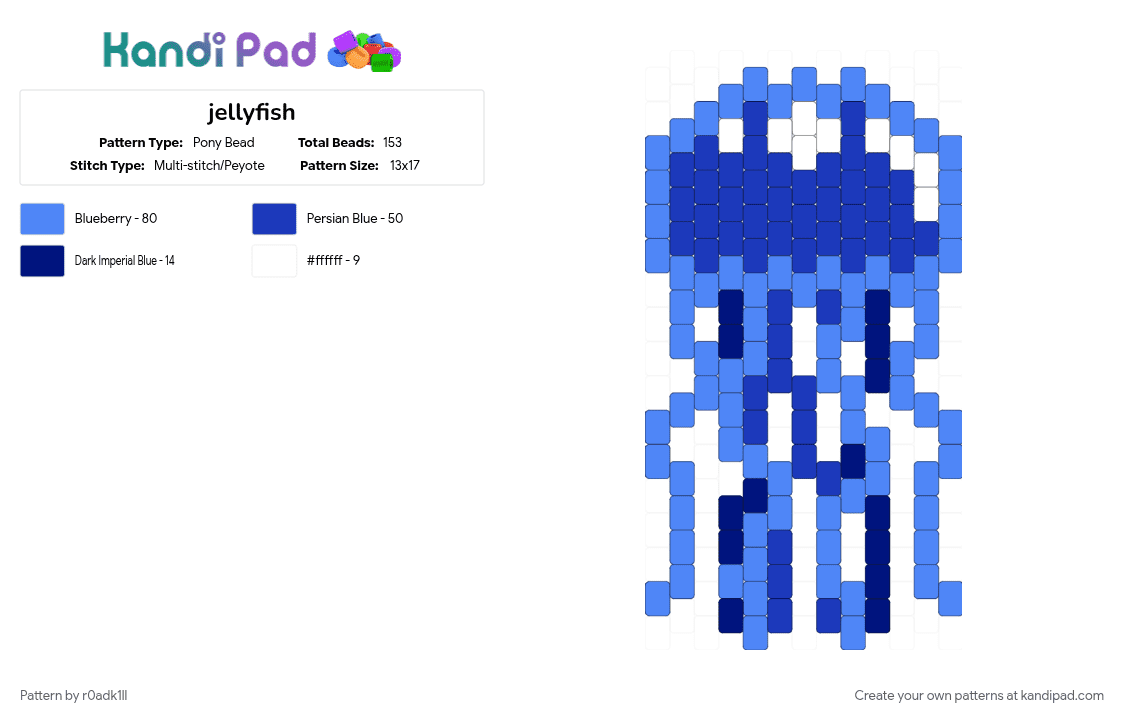 jellyfish - Pony Bead Pattern by r0adk1ll on Kandi Pad - blue, jellyfish, marine animal, purple