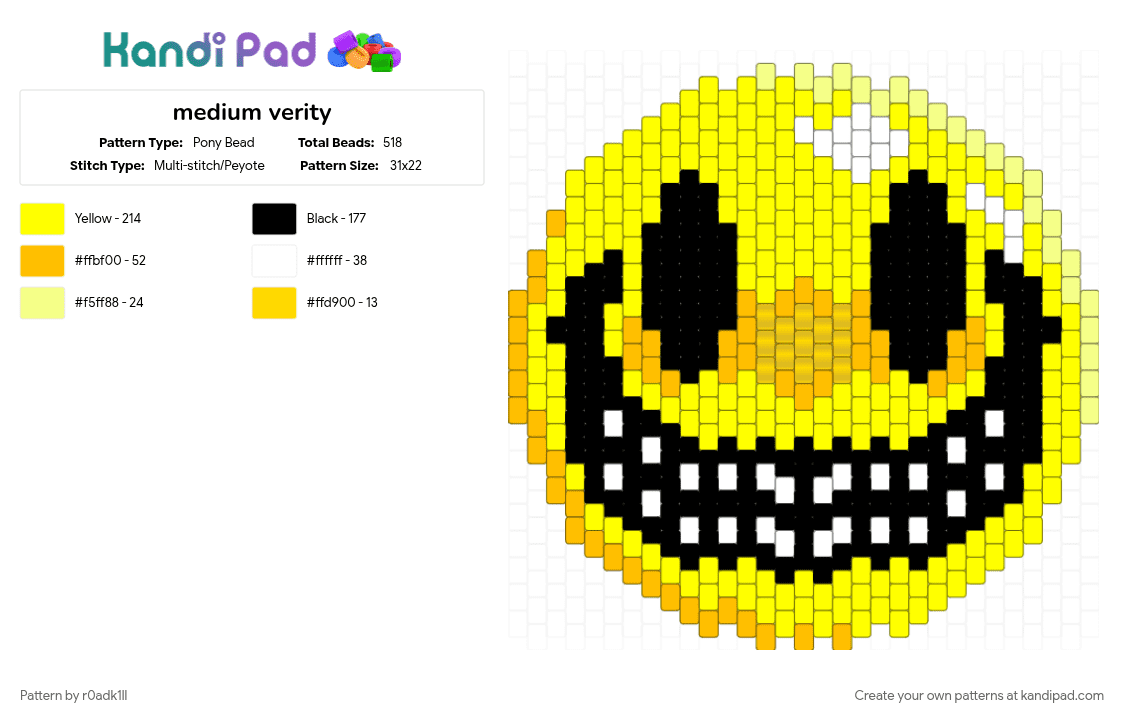 medium verity - Pony Bead Pattern by r0adk1ll on Kandi Pad - minecraft arg, minecraftverity, thatmobverity, verity, yellow