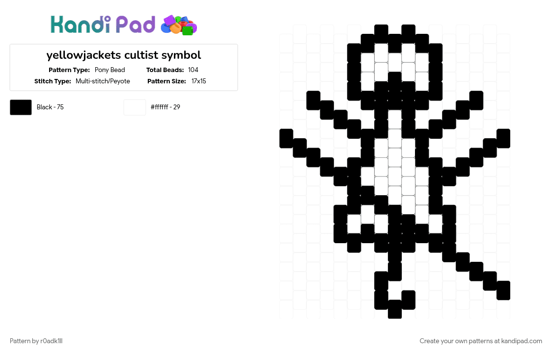 yellowjackets cultist symbol - Pony Bead Pattern by r0adk1ll on Kandi Pad - black, cult, movie, white, yellowjackets