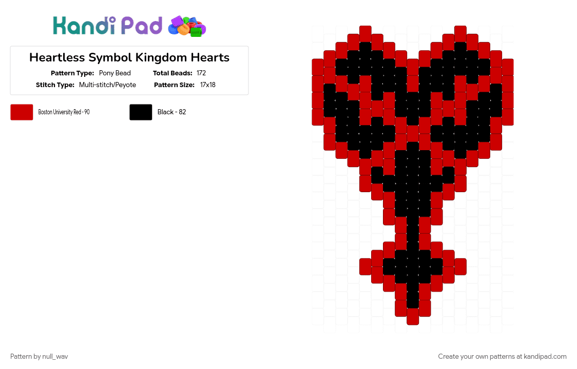 Heartless Symbol Kingdom Hearts Pony Bead Pattern - Kandi Pad | Kandi ...