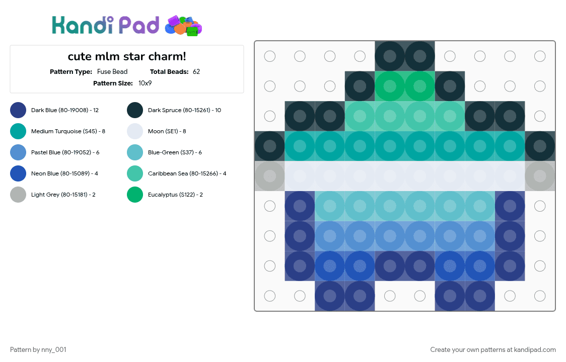 cute mlm star charm! - Fuse Bead Pattern by nny_001 on Kandi Pad - blue, cutesy, gay, mlm, star, teal