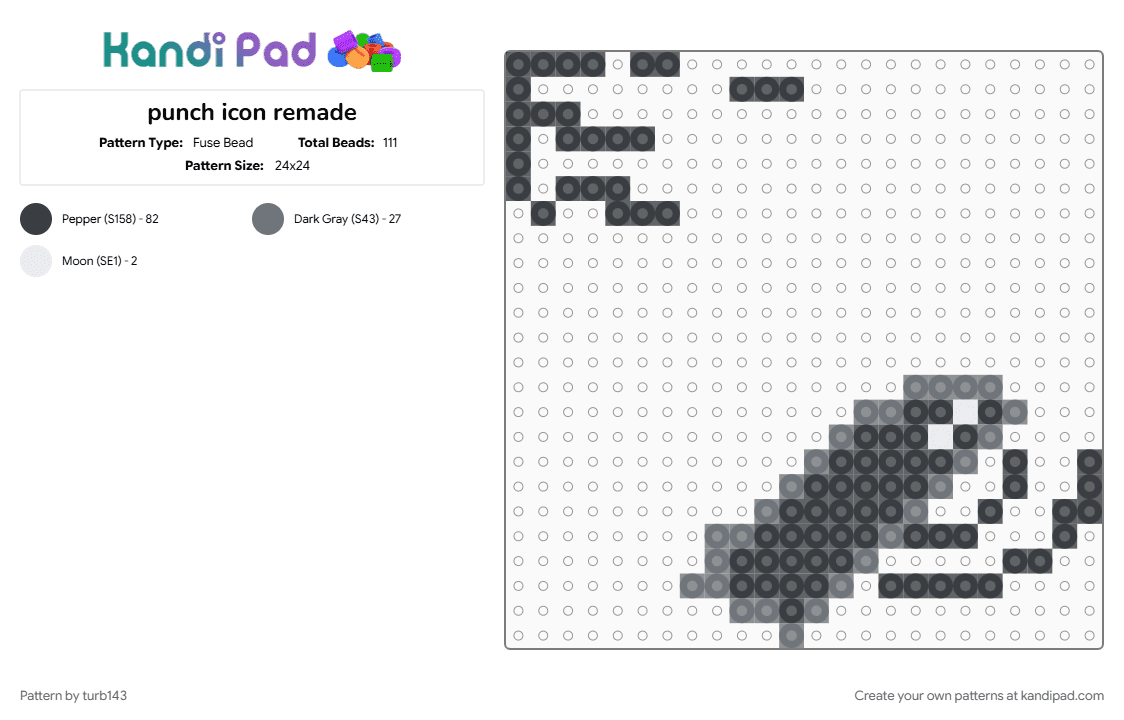 punch icon remade - Fuse Bead Pattern by turb143 on Kandi Pad - 