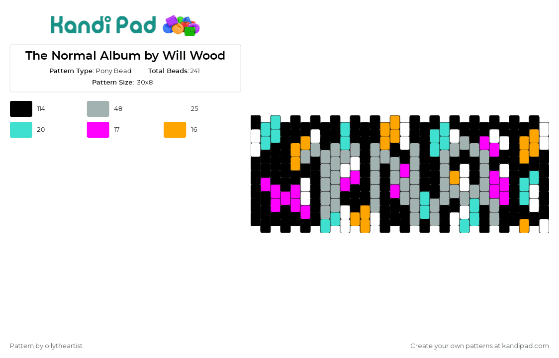 The Normal Album by Will Wood - Pony Bead Pattern by ollytheartist on Kandi Pad - will wood,album,music,cuff,colorful