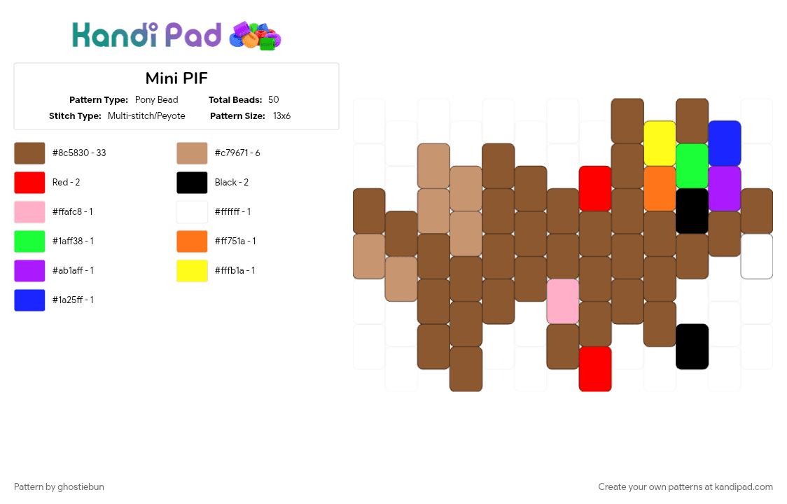 Tiny PIF - Pony Bead Pattern by ghostiebun on Kandi Pad - beige, tan