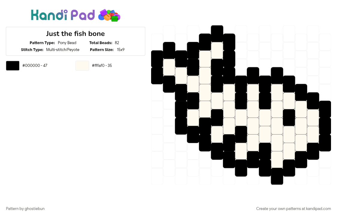 Just the fish bone - Pony Bead Pattern by ghostiebun on Kandi Pad - 