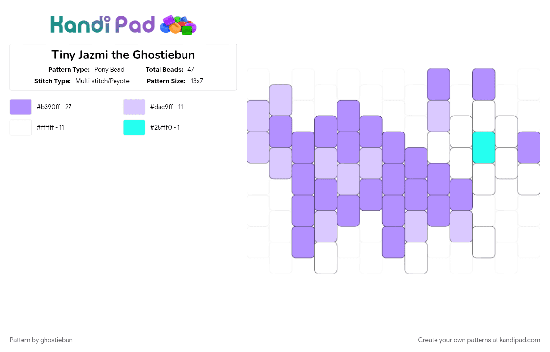 Tiny Jazmi the Ghostiebun - Pony Bead Pattern by ghostiebun on Kandi Pad - pink