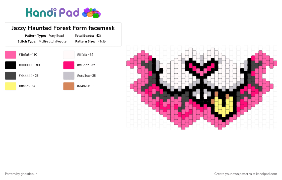 Jazzy Haunted Forest Form facemask - Pony Bead Pattern by ghostiebun on Kandi Pad - pink