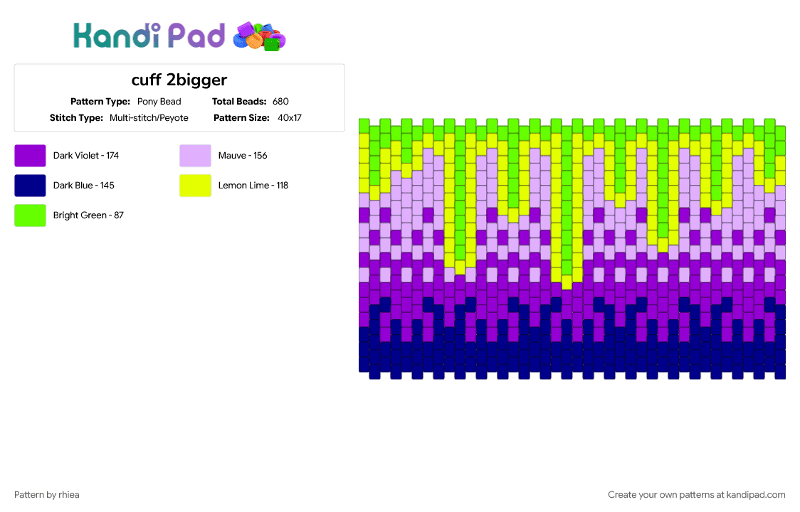 Slime over lavender/ purple/ blue patterned gradient - Pony Bead Pattern by rhiea on Kandi Pad - colorful, giant, gradient, large, long, phone bag, purple, slime