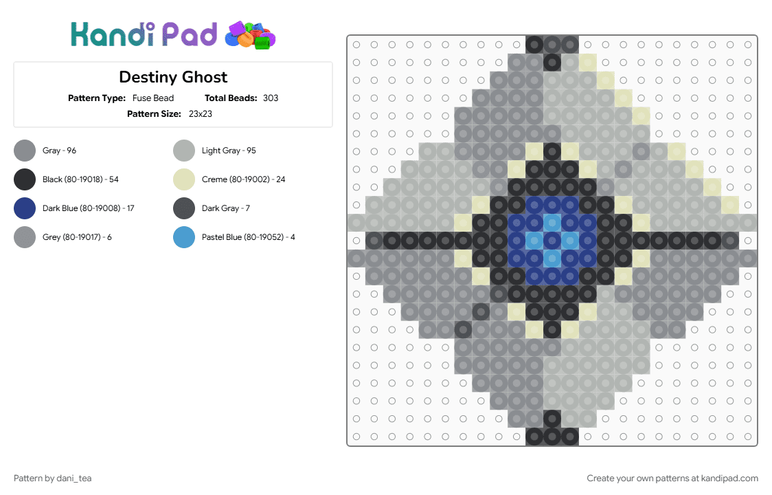 Destiny Ghost - Fuse Bead Pattern by dani_tea on Kandi Pad - beige, destiny, destiny 2, gray
