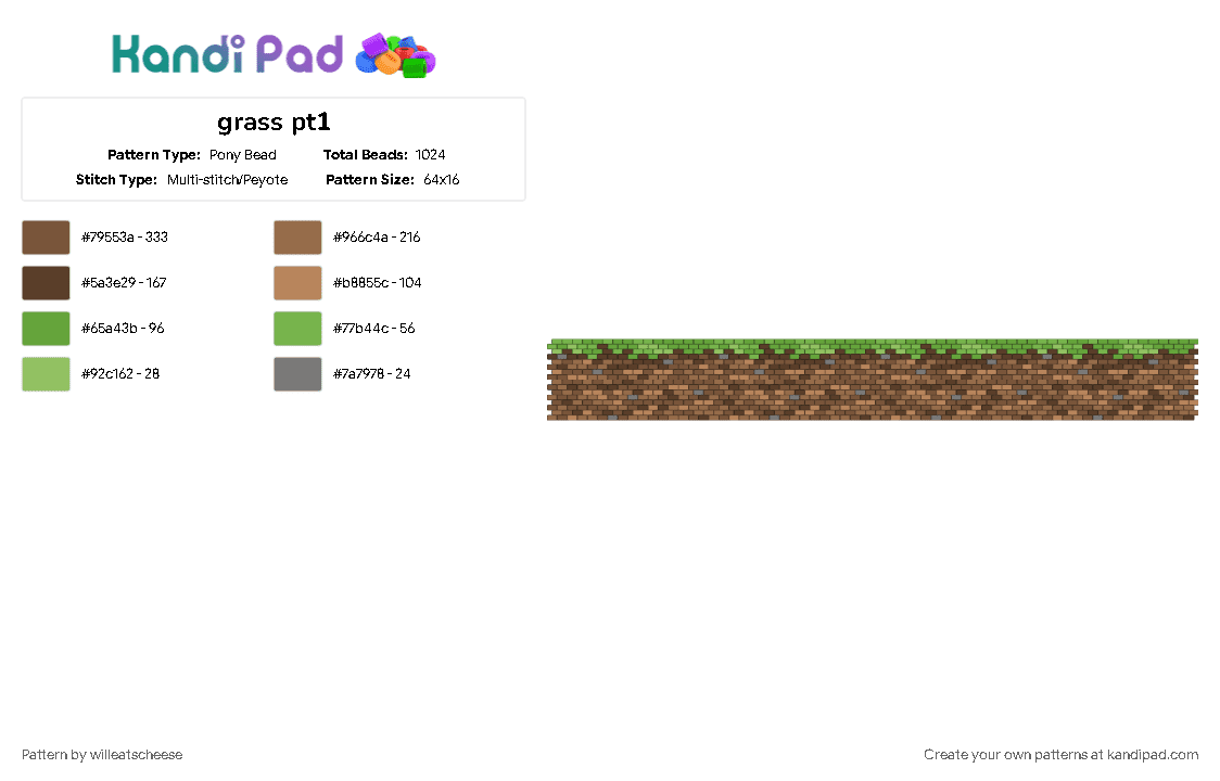 grass pt1 - Pony Bead Pattern by willeatscheese on Kandi Pad - grass, minecraft, tan, video game