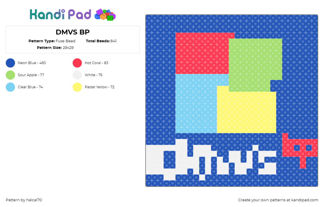 DMVS BP - Fuse Bead Pattern by halcal70 on Kandi Pad - windows,computer,panel