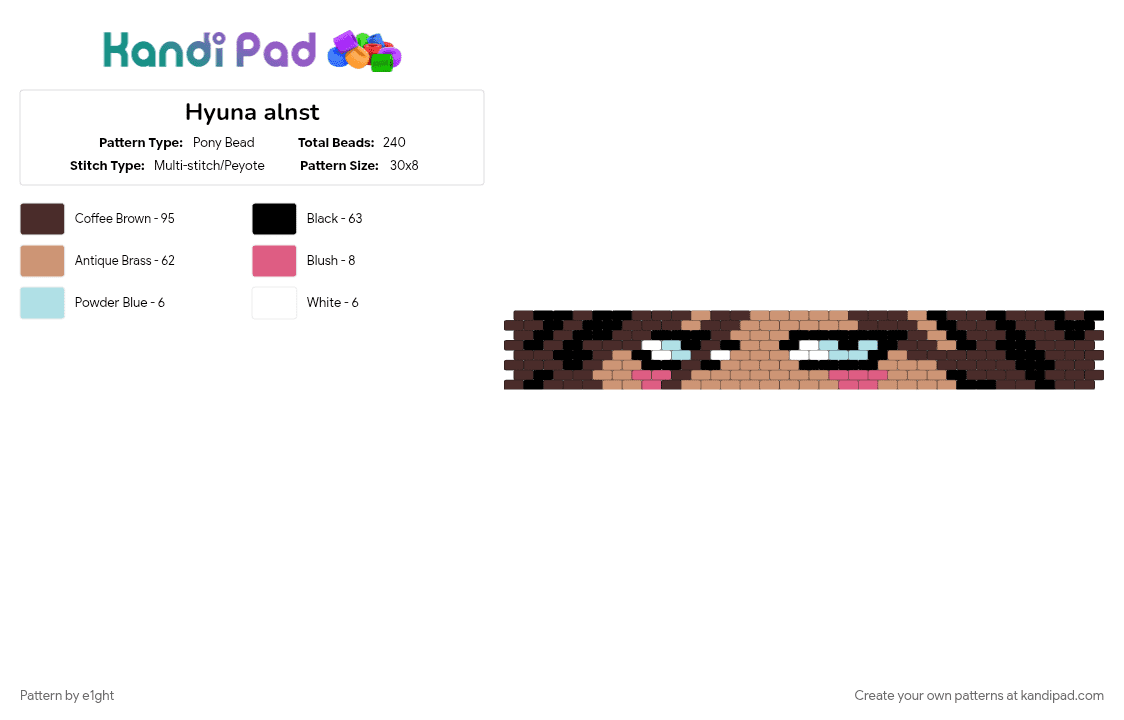 Hyuna alnst - Pony Bead Pattern by e1ght on Kandi Pad - beige, brown