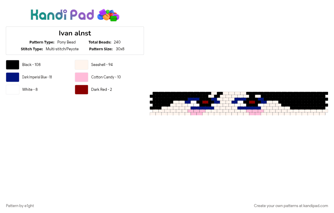 Ivan alnst - Pony Bead Pattern by e1ght on Kandi Pad - pink, purple, white