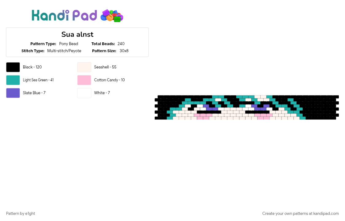 Sua alnst - Pony Bead Pattern by e1ght on Kandi Pad - black, teal, white