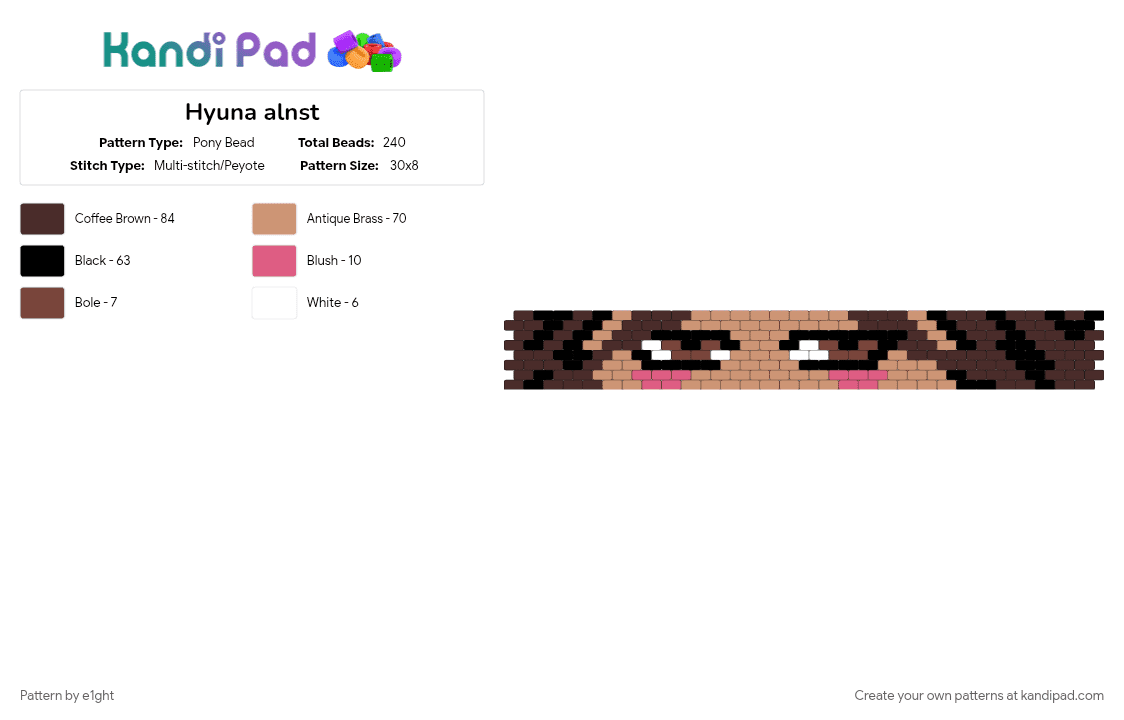 Hyuna alnst - Pony Bead Pattern by e1ght on Kandi Pad - beige, brown