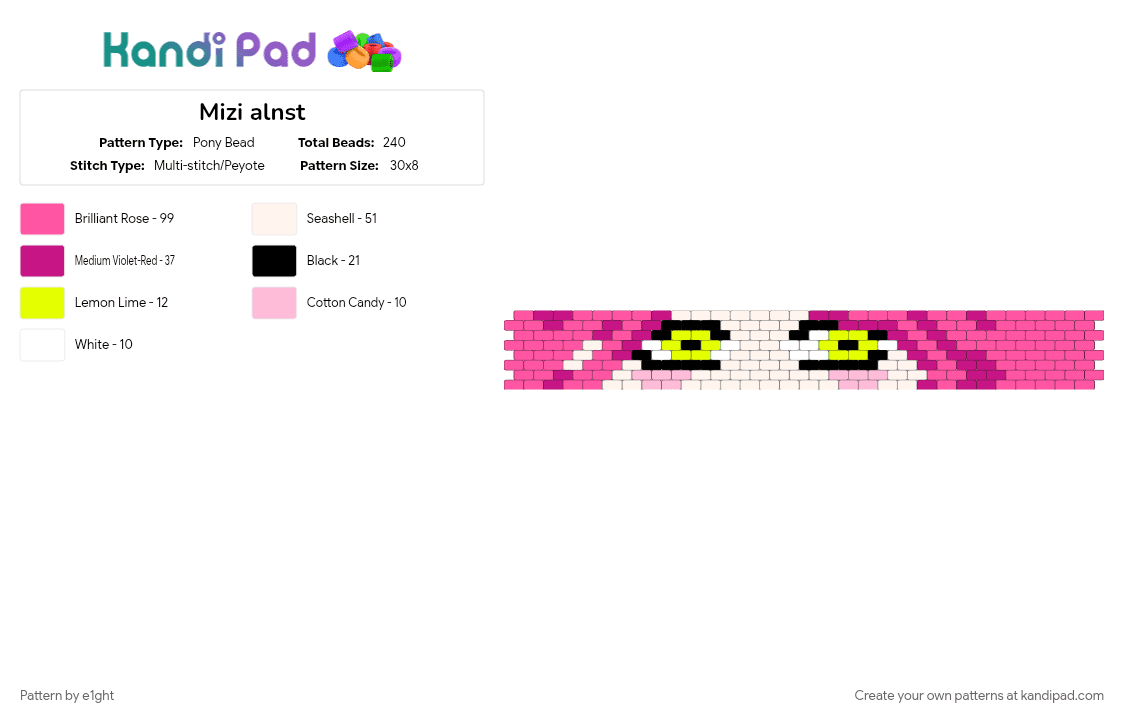 Mizi alnst - Pony Bead Pattern by e1ght on Kandi Pad - pink