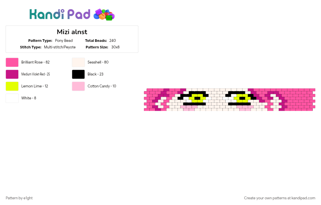 Mizi alnst - Pony Bead Pattern by e1ght on Kandi Pad - pink