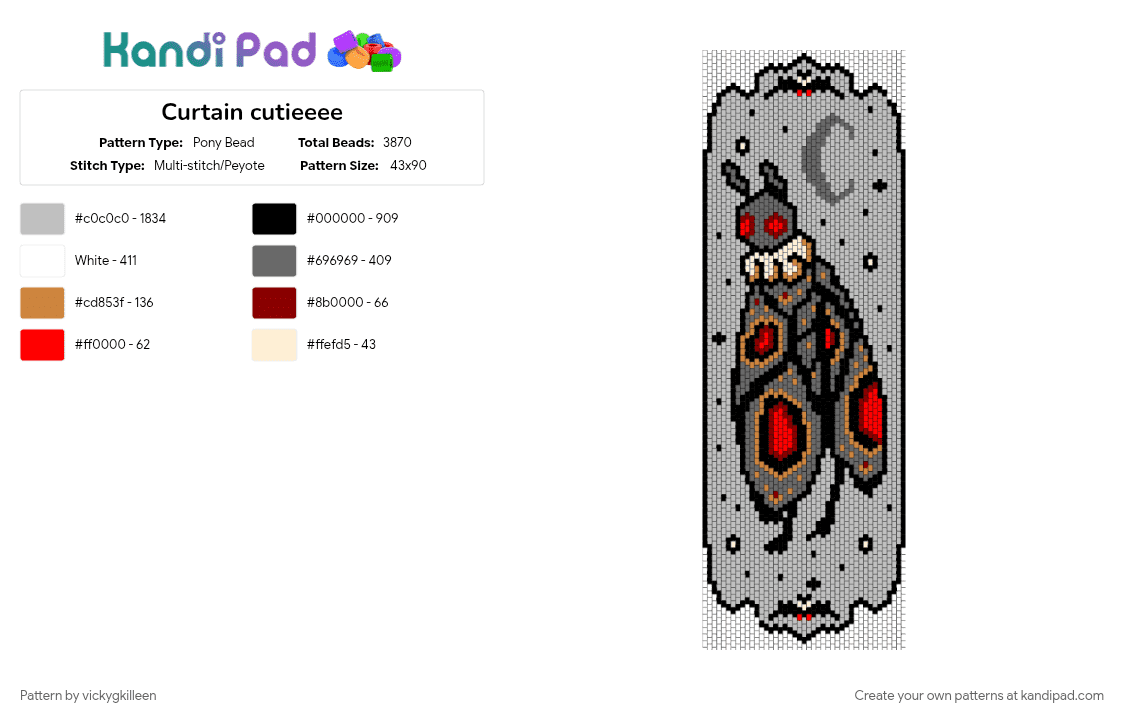 Curtain cutieeee - Pony Bead Pattern by vickygkilleen on Kandi Pad - beige