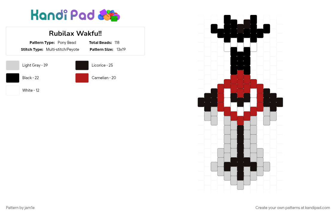 Rubilax Wakfu!! - Pony Bead Pattern by jam1e on Kandi Pad - red, white