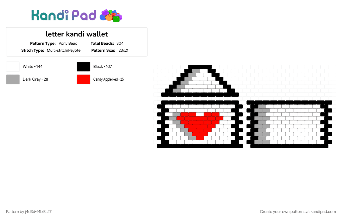 letter kandi wallet - Pony Bead Pattern by j4d3d-f4bl3s27 on Kandi Pad - bag, beige, black, gray, kandi, red, small, white