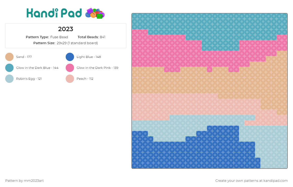 2023 - Fuse Bead Pattern by mm2023art on Kandi Pad - sky,clouds,sunset,panel