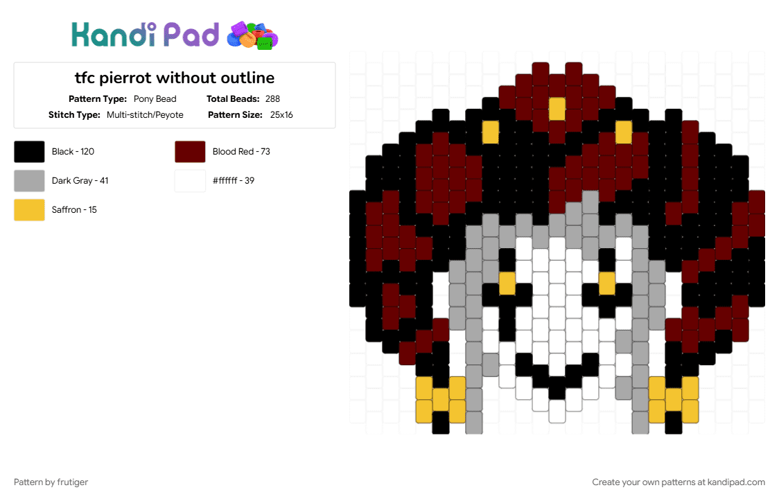 tfc pierrot without outline - Pony Bead Pattern by frutiger on Kandi Pad - brown
