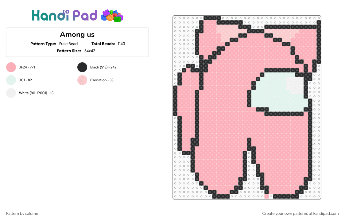 Among us - Fuse Bead Pattern by salome on Kandi Pad - pink