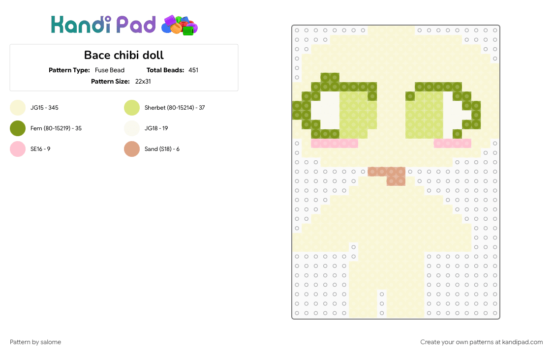Bace chibi doll - Fuse Bead Pattern by salome on Kandi Pad - 